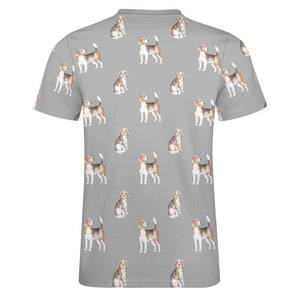 Watercolor Elegance Beagles Men's Cotton T-Shirt-Apparel-Apparel, Beagle, Dog Dad Gifts, Shirt, T Shirt-14