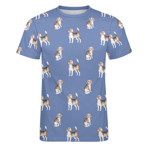 Watercolor Elegance Beagles Men's Cotton T-Shirt-Apparel-Apparel, Beagle, Dog Dad Gifts, Shirt, T Shirt-16