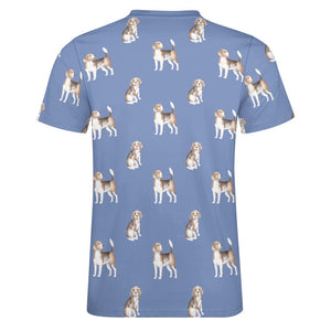 Watercolor Elegance Beagles Men's Cotton T-Shirt-Apparel-Apparel, Beagle, Dog Dad Gifts, Shirt, T Shirt-17