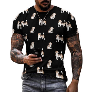 Watercolor Elegance Beagles Men's Cotton T-Shirt-Apparel-Apparel, Beagle, Dog Dad Gifts, Shirt, T Shirt-21