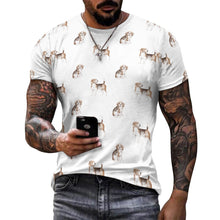 Load image into Gallery viewer, Watercolor Elegance Beagles Men&#39;s Cotton T-Shirt-Apparel-Apparel, Beagle, Dog Dad Gifts, Shirt, T Shirt-22