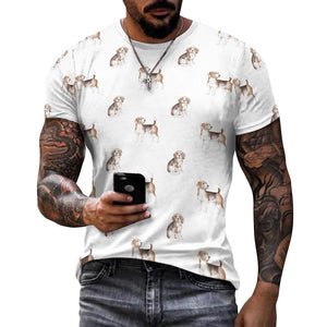 Watercolor Elegance Beagles Men's Cotton T-Shirt-Apparel-Apparel, Beagle, Dog Dad Gifts, Shirt, T Shirt-22