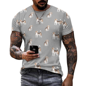 Watercolor Elegance Beagles Men's Cotton T-Shirt-Apparel-Apparel, Beagle, Dog Dad Gifts, Shirt, T Shirt-23