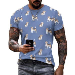 Watercolor Elegance Beagles Men's Cotton T-Shirt-Apparel-Apparel, Beagle, Dog Dad Gifts, Shirt, T Shirt-24