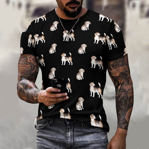 Watercolor Elegance Beagles Men's Cotton T-Shirt-Apparel-Apparel, Beagle, Dog Dad Gifts, Shirt, T Shirt-2