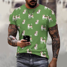 Load image into Gallery viewer, Watercolor Elegance Beagles Men&#39;s Cotton T-Shirt-Apparel-Apparel, Beagle, Dog Dad Gifts, Shirt, T Shirt-5