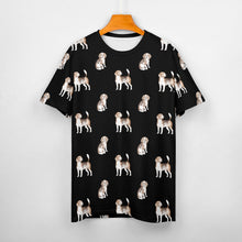 Load image into Gallery viewer, Watercolor Elegance Beagles Men&#39;s Cotton T-Shirt-Apparel-Apparel, Beagle, Dog Dad Gifts, Shirt, T Shirt-S-Midnight Black-18