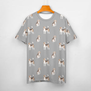 Watercolor Elegance Beagles Men's Cotton T-Shirt-Apparel-Apparel, Beagle, Dog Dad Gifts, Shirt, T Shirt-S-Parisian Gray-12