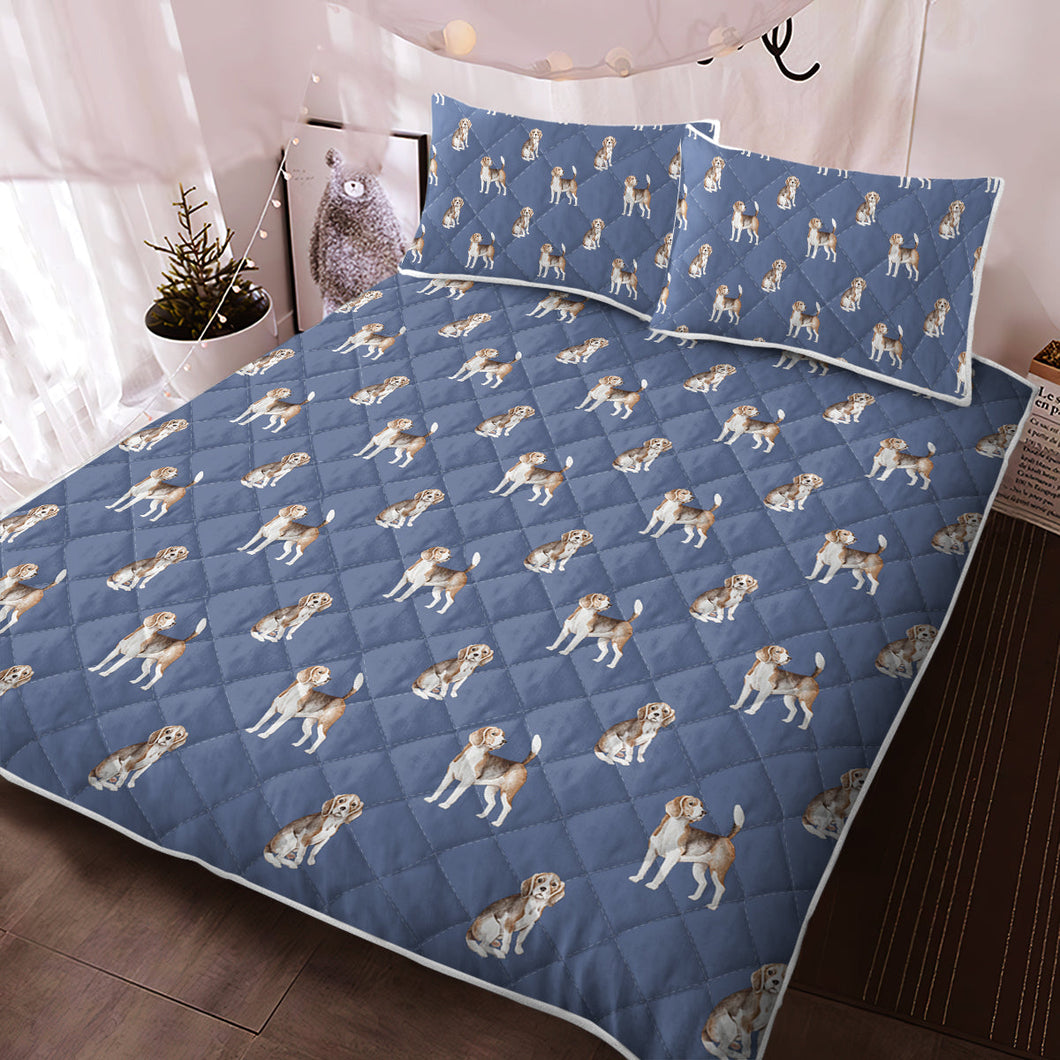 Watercolor Elegance Beagles Quilted Bedding Set-Bedding-Beagle, Bedding, Blankets, Home Decor-12