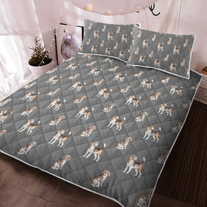 Watercolor Elegance Beagles Quilted Bedding Set-Bedding-Beagle, Bedding, Blankets, Home Decor-13