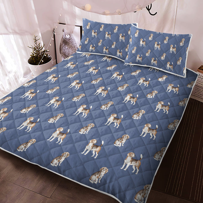 Watercolor Elegance Beagles Quilted Bedding Set-Bedding-Beagle, Bedding, Blankets, Home Decor-7