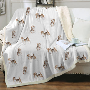 Watercolor Elegance Beagles Warm Sherpa Fleece Blanket - 8 Colors-Blanket-Beagle, Bedding, Blankets, Home Decor-6