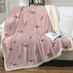 Watercolor Elegance Beagles Warm Sherpa Fleece Blanket - 8 Colors-Blanket-Beagle, Bedding, Blankets, Home Decor-Soft Pink-Single-18