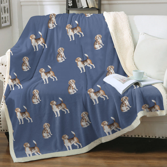 Watercolor Elegance Beagles Warm Sherpa Fleece Blanket - 8 Colors-Blanket-Beagle, Bedding, Blankets, Home Decor-1