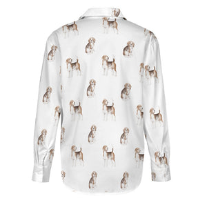 Watercolor Elegance Beagles Women's Shirt-Apparel-Apparel, Beagle, Dog Mom Gifts, Shirt-15