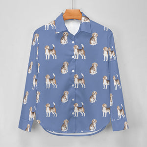 Watercolor Elegance Beagles Women's Shirt-Apparel-Apparel, Beagle, Dog Mom Gifts, Shirt-26