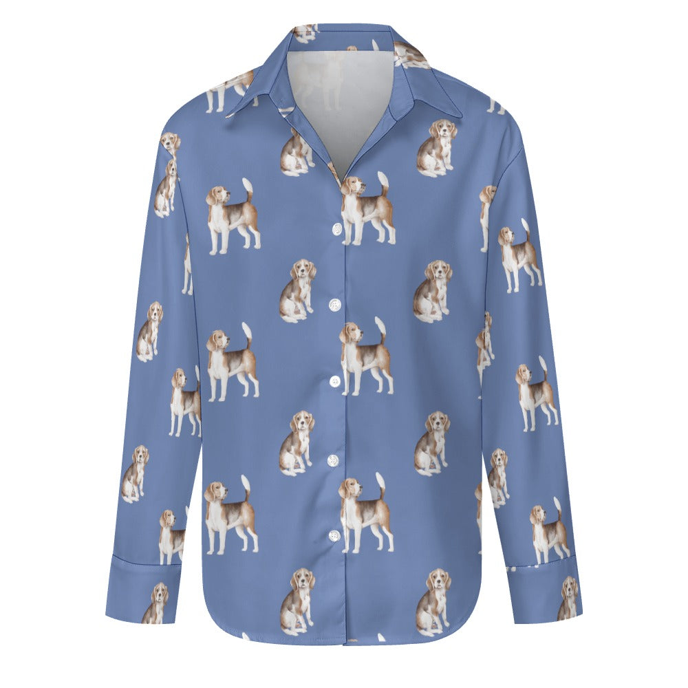 Watercolor Elegance Beagles Women's Shirt-Apparel-Apparel, Beagle, Dog Mom Gifts, Shirt-S-Cornflower Blue-27