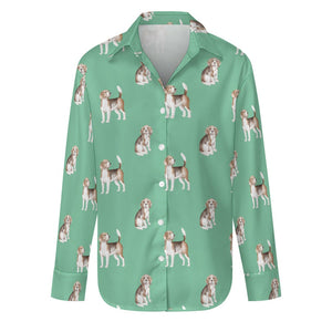 Watercolor Elegance Beagles Women's Shirt-Apparel-Apparel, Beagle, Dog Mom Gifts, Shirt-S-Mint Green-30