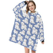 Watercolor Elegance Bichon Frise Blanket Hoodie-Blanket-Apparel, Bichon Frise, Blanket Hoodie, Blankets, Dog Mom Gifts-4