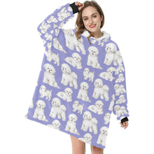 Load image into Gallery viewer, Watercolor Elegance Bichon Frise Blanket Hoodie-Blanket-Apparel, Bichon Frise, Blanket Hoodie, Blankets, Dog Mom Gifts-6