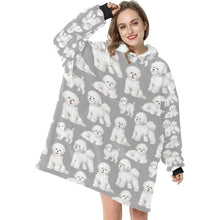 Load image into Gallery viewer, Watercolor Elegance Bichon Frise Blanket Hoodie-Blanket-Apparel, Bichon Frise, Blanket Hoodie, Blankets, Dog Mom Gifts-7