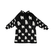 Load image into Gallery viewer, Watercolor Elegance Bichon Frise Blanket Hoodie-Blanket-Apparel, Bichon Frise, Blanket Hoodie, Blankets, Dog Mom Gifts-Midnight Black-ONE SIZE-8