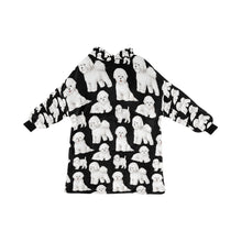 Load image into Gallery viewer, Watercolor Elegance Bichon Frise Blanket Hoodie-Blanket-Apparel, Bichon Frise, Blanket Hoodie, Blankets, Dog Mom Gifts-Midnight Black-ONE SIZE-9