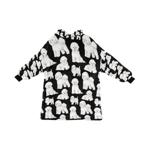 Watercolor Elegance Bichon Frise Blanket Hoodie-Blanket-Apparel, Bichon Frise, Blanket Hoodie, Blankets, Dog Mom Gifts-Midnight Black-ONE SIZE-9