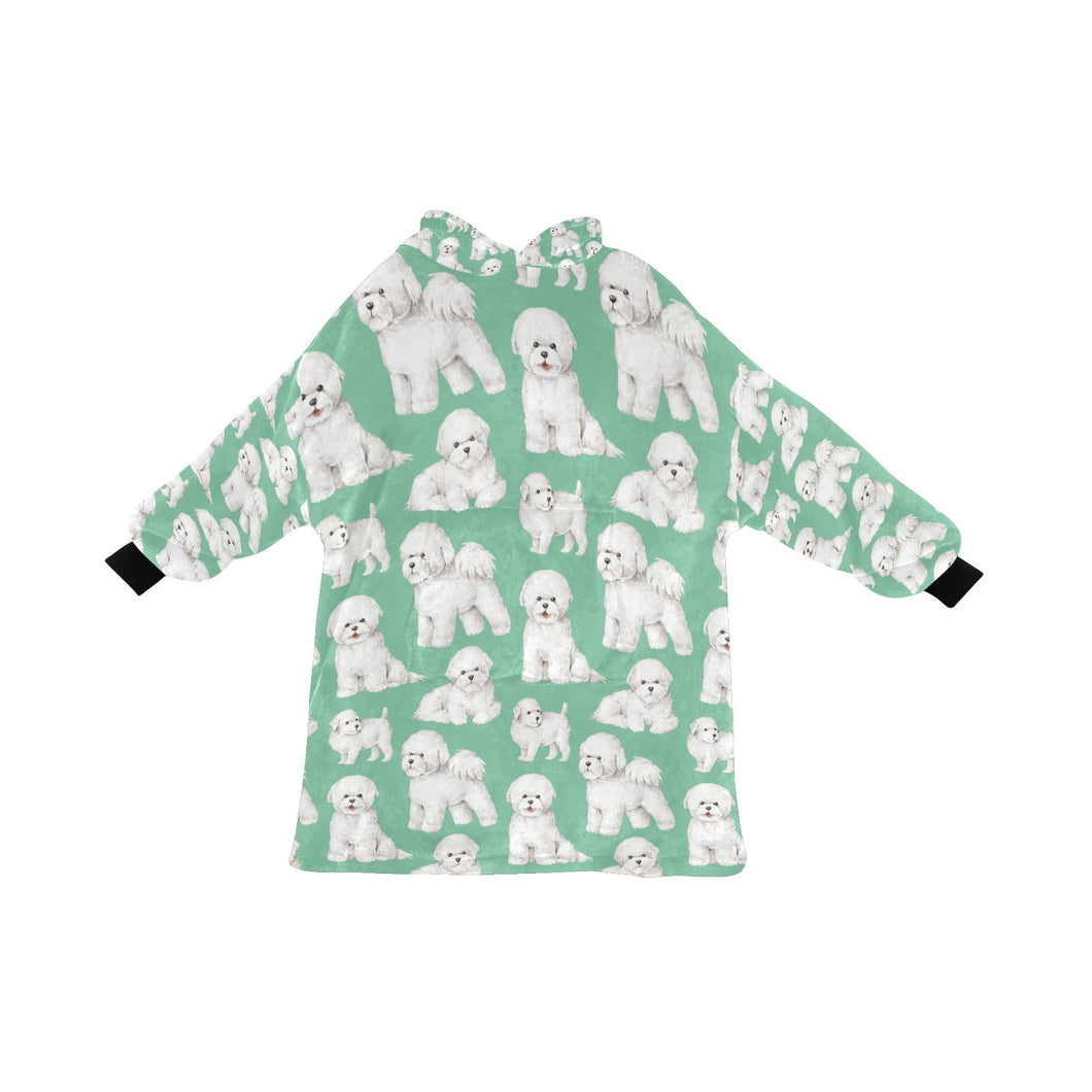 Watercolor Elegance Bichon Frise Blanket Hoodie-Blanket-Apparel, Bichon Frise, Blanket Hoodie, Blankets, Dog Mom Gifts-Mint Green-ONE SIZE-24