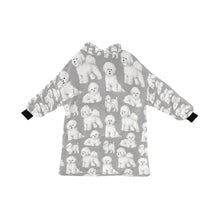 Load image into Gallery viewer, Watercolor Elegance Bichon Frise Blanket Hoodie-Blanket-Apparel, Bichon Frise, Blanket Hoodie, Blankets, Dog Mom Gifts-Parisian Gray-ONE SIZE-30