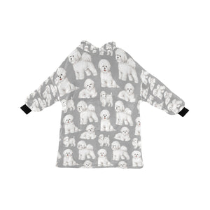 Watercolor Elegance Bichon Frise Blanket Hoodie-Blanket-Apparel, Bichon Frise, Blanket Hoodie, Blankets, Dog Mom Gifts-Parisian Gray-ONE SIZE-30