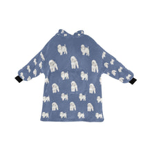 Load image into Gallery viewer, Watercolor Elegance Bichon Frise Blanket Hoodie-Blanket-Apparel, Bichon Frise, Blanket Hoodie, Blankets, Dog Mom Gifts-Slate Blue-ONE SIZE-23