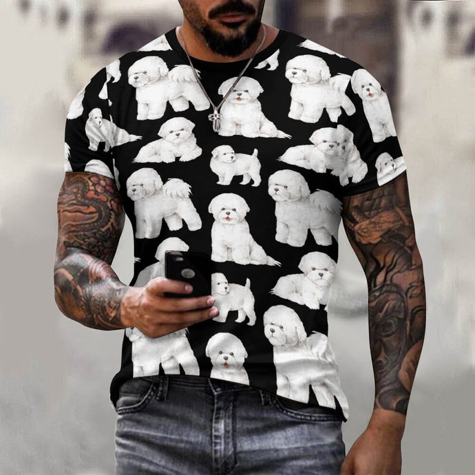 Watercolor Elegance Bichon Frise Men's Cotton T-Shirt-Apparel-Apparel, Bichon Frise, Dog Dad Gifts, Shirt, T Shirt-2