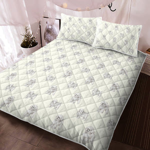 Watercolor Elegance Bichon Frise Quilted Bedding Set - 5 Colors-Bedding-Bedding, Bichon Frise, Blankets, Home Decor-10