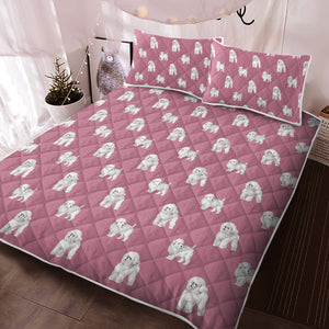 Watercolor Elegance Bichon Frise Quilted Bedding Set - 5 Colors-Bedding-Bedding, Bichon Frise, Blankets, Home Decor-11