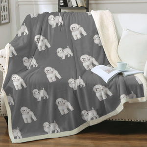 Watercolor Elegance Bichon Frise Sherpa Fleece Blanket - 8 Colors-Blanket-Bedding, Bichon Frise, Blankets, Home Decor-2