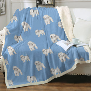 Watercolor Elegance Bichon Frise Sherpa Fleece Blanket - 8 Colors-Blanket-Bedding, Bichon Frise, Blankets, Home Decor-4