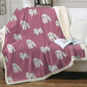 Watercolor Elegance Bichon Frise Sherpa Fleece Blanket - 8 Colors-Blanket-Bedding, Bichon Frise, Blankets, Home Decor-5