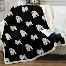 Load image into Gallery viewer, Watercolor Elegance Bichon Frise Sherpa Fleece Blanket - 8 Colors-Blanket-Bedding, Bichon Frise, Blankets, Home Decor-Midnight Black-Single-15