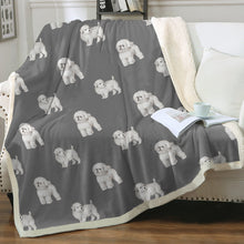 Load image into Gallery viewer, Watercolor Elegance Bichon Frise Sherpa Fleece Blanket - 8 Colors-Blanket-Bedding, Bichon Frise, Blankets, Home Decor-Parisian Gray-Single-16