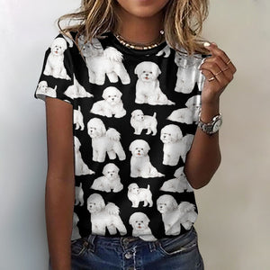 Watercolor Elegance Bichon Frise Women's Cotton T-Shirt-Apparel-Apparel, Bichon Frise, Dog Mom Gifts, Shirt, T Shirt-11