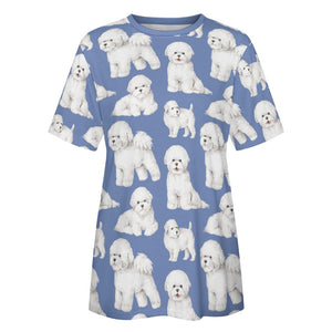 Watercolor Elegance Bichon Frise Women's Cotton T-Shirt-Apparel-Apparel, Bichon Frise, Dog Mom Gifts, Shirt, T Shirt-23