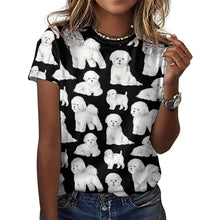 Load image into Gallery viewer, Watercolor Elegance Bichon Frise Women&#39;s Cotton T-Shirt-Apparel-Apparel, Bichon Frise, Dog Mom Gifts, Shirt, T Shirt-2XS-Midnight Black-45