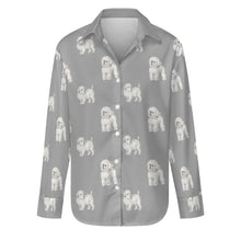 Load image into Gallery viewer, Watercolor Elegance Bichon Frise Women&#39;s Shirt-Apparel-Apparel, Bichon Frise, Dog Mom Gifts, Shirt-Parisian Gray-S-35