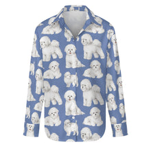 Load image into Gallery viewer, Watercolor Elegance Bichon Frise Women&#39;s Shirt-Apparel-Apparel, Bichon Frise, Dog Mom Gifts, Shirt-S-Cornflower Blue-26