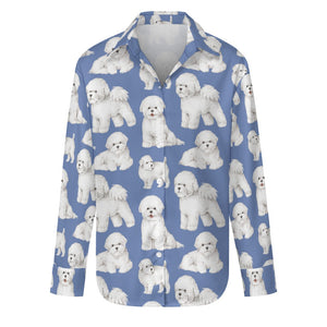 Watercolor Elegance Bichon Frise Women's Shirt-Apparel-Apparel, Bichon Frise, Dog Mom Gifts, Shirt-S-Cornflower Blue-26