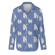 Load image into Gallery viewer, Watercolor Elegance Bichon Frise Women&#39;s Shirt-Apparel-Apparel, Bichon Frise, Dog Mom Gifts, Shirt-Slate Blue-S-26