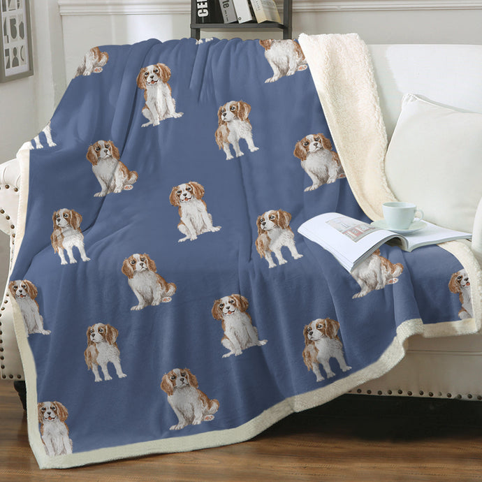 Watercolor Elegance Blenheim King Charles Spaniels Blanket - 8 Colors-Blanket-Bedding, Blankets, Cavalier King Charles Spaniel, Home Decor-9