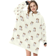 Load image into Gallery viewer, Watercolor Elegance Blenheim King Charles Spaniels Blanket Hoodie-Blanket-Apparel, Blanket Hoodie, Blankets, Cavalier King Charles Spaniel, Dog Mom Gifts-1