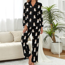 Load image into Gallery viewer, Watercolor Elegance Blenheim King Charles Spaniels Pajamas Set for Women-Pajamas-Apparel, Cavalier King Charles Spaniel, Dog Mom Gifts, Pajamas-S-Midnight Black-1